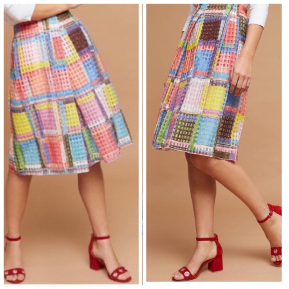 NWT Anthropologie Bl-nk Maia Handmade Pull On Midi Skirt Small Pink Rose $168